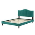 thumbnail image 3 of Tufted Platform Bed Frame, King Size, Velvet, Teal Blue, Modern Contemporary Urban Design, Bedroom Master Guest Suite, 3 of 10