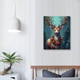 thumbnail image 3 of COMIO Turquoise Light Christmas Deer Vintage Poster Decorative Reindeer Painting Canvas Wall Art Living Room Bedroom Picture Artwork 16x20in, 3 of 4