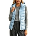thumbnail image 2 of Bzdzmqm Womens Plus Size Hooded Zip Up Vest Warm Casual CoverUp Outwear Fall Winter Basic Jacket for Women Outdoor Daily Wear, Light Blue 3XL, 2 of 7