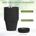 thumbnail image 5 of 5 Inch Plastic Plant Pots with Drainage Holes and Trays – 6 Pack Small Nursery Pots for Indoor & Outdoor House Plants and Flowers, Seedling Starter Planters, Matte Black, 5 of 7
