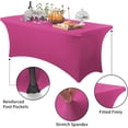 thumbnail image 2 of GFDYREE 2 Pack 6ft Stretch Spandex Fuchsia Table Cover for Standard Folding Tables - Universal Rectangular Fitted Tablecloth Protector for Wedding, Banquet and Party, 2 of 7