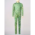 thumbnail image 3 of iEFiEL Kids Girls Stretchy Mermaid Jumpsuit Full Length Long Sleeve Dance Gymnastics Leotard Unitard Fish Scales Print Bodysuit Type G 5-6, 3 of 7