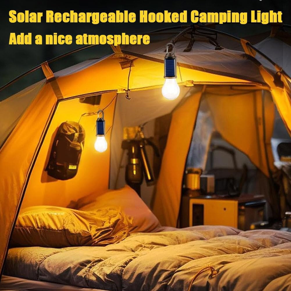 Solar LED Camping Lights, Solar Lights with 3 Lighting Modes, Rechargeable Portable Waterproof LED Camping Lantern for Camping, Hiking, Emergency
