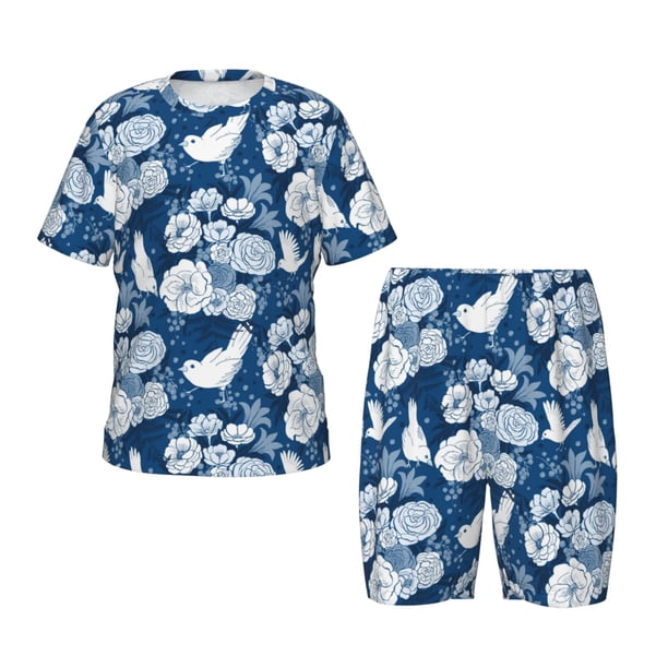 Balery Rose Flowers Conjunto de Pijama Infantil de Manga Corta con Estampado – Ropa de Dormir de Algodón Suave-Small