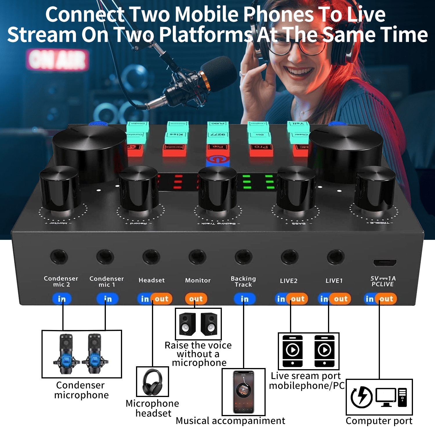Enroslu BM-800 Podcast Microphone Bundle Kit with Sound Card - Studio Condenser Mic for PC/Laptop/Mac/Phone, Recording & Live Streaming Equipment for Broadcasting, YouTube