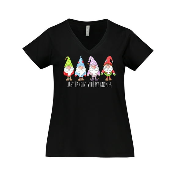 Inktastic Christmas Hangin with My Gnomies Women's Plus Size V-Neck T-Shirt