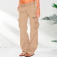 thumbnail image 4 of Yubnlvae Cargo Pants Womens Retro Cargo Pants With Pockets Outdoor Casual Ripstop Camo Construction Multiple Pocket Work Pants Women's Pants Khaki, 4 of 6