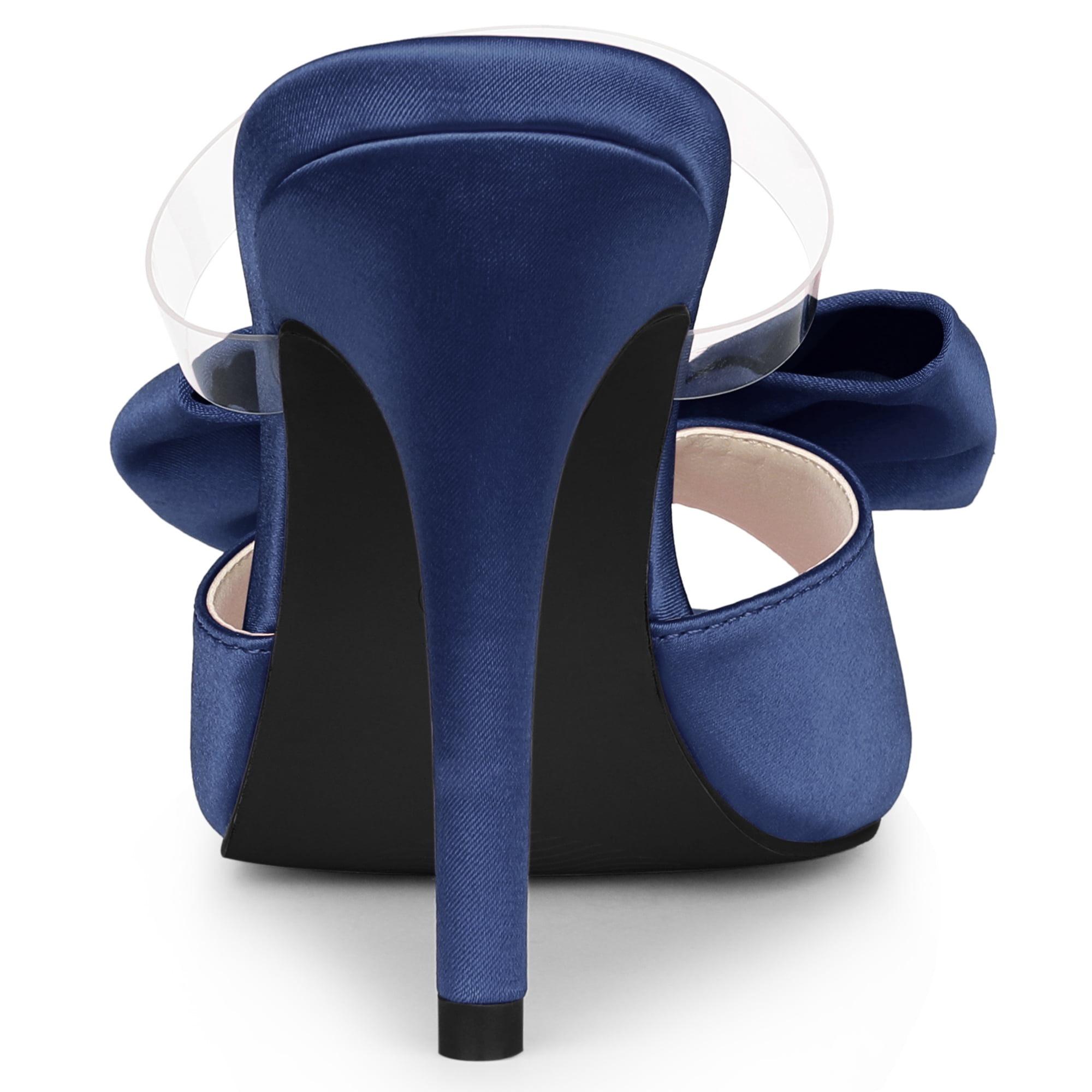 DARING DIVA Women's Elegant Bow Stiletto Heels Stylish Summer Sandals Navy Blue 6.5