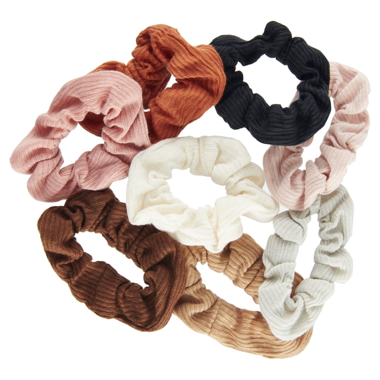Goody Ouchless Ribbed Hair Scrunchies, Assorted Neutral 
