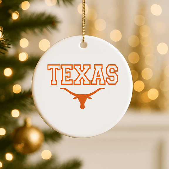Texas Longhorns Ornament Bull Head Proud Texans Texas State Tx Ornament Usa Western 2D FLAT CIRCLE Ceramic Ornament