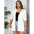 thumbnail image 6 of SHOWMALL Women Plus Size Summer Kimono Sides Slit White 3X Lightweight Cardigan with Pockets Drape Beach Cover Up, 6 of 7
