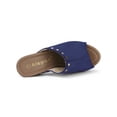 thumbnail image 4 of BLISSFUL STEP Chaussures pour Femmes à Plateforme à Talons Épais à Bout Ouvert à Rivets en Faux Suède Sandales à Enfiler Bleu Brume 8, 4 of 7