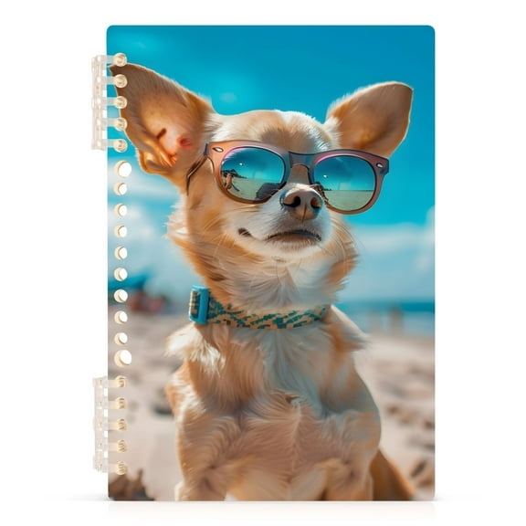 Spiral Notebooks Chihuahua Dog with Sunglasses 60 Sheets 120 Pages A5 Journal Notepad 8.3x5.7 Inch Thick Adjustable College Ruled Paper