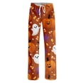 thumbnail image 5 of Halloween Pajamas Pants for Women Cute Pumpkin Ghost Soft Lounge Bottom Trousers Drawstring Elastic Waist Trendy Pj Pants Women Orange M, 5 of 5