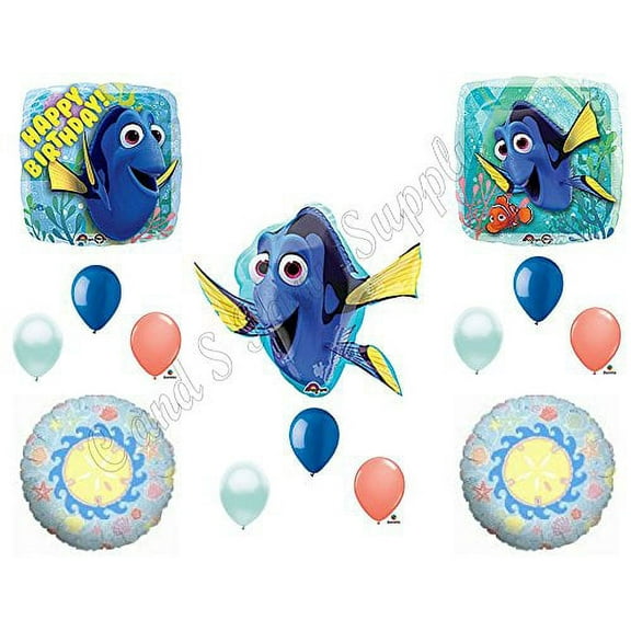 FINDING DORY SEASHELLS Happy Birthday Balloons Decoration Supplies Party Disney Nemo Fish