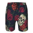 thumbnail image 4 of Disketp Men'S Swim Trunks Hawaiian Breathable Surf Beach Swimsuits Mesh Lining Beach Shorts With Pockets-Roses Skulls, 4 of 9
