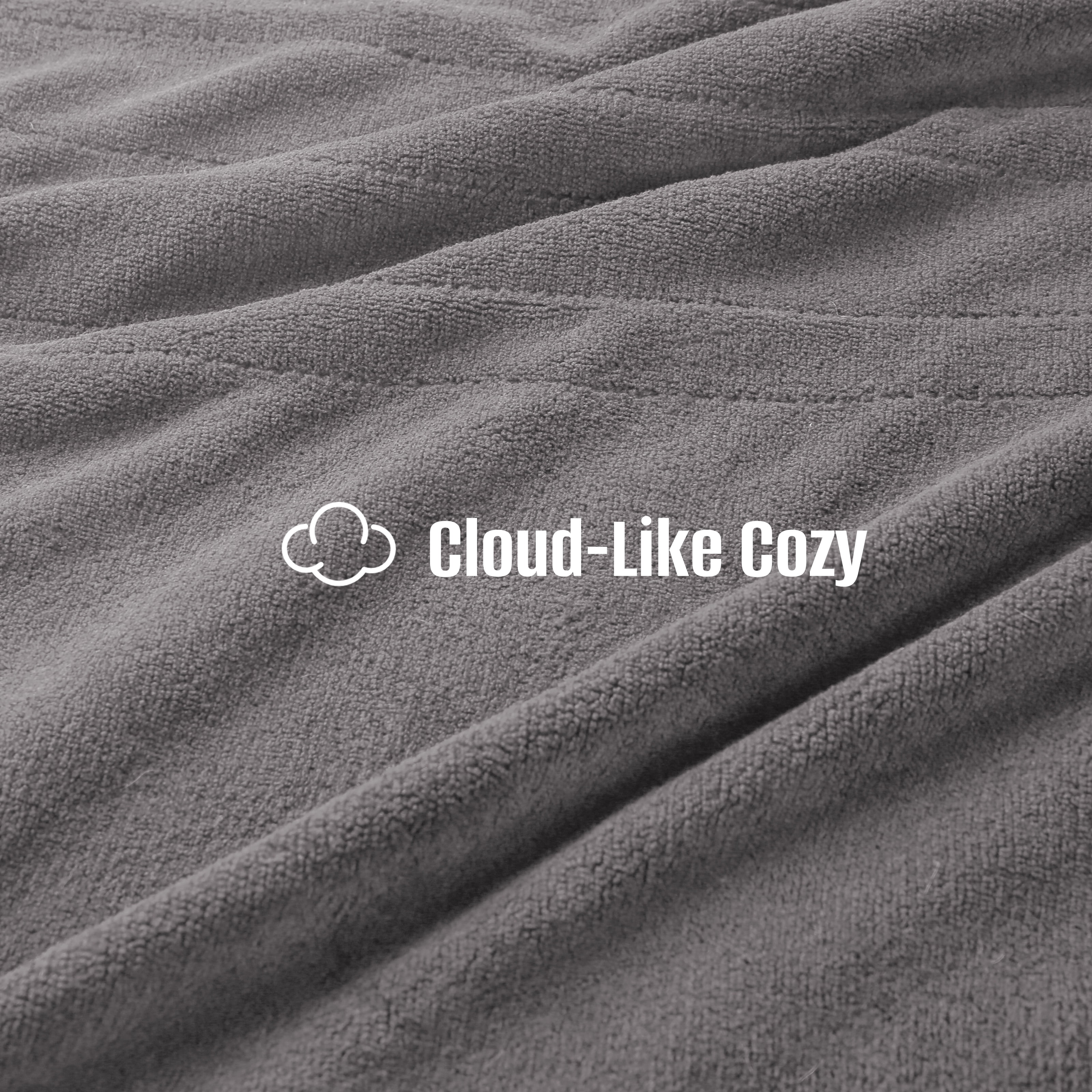 YAKEE Electric Heated Blanket 84"x90" Queen Size with Dual Control, 4 Heat Levels, 10-Hour Auto-off, Soft Coral Fleece, Overheat Protection, Gray