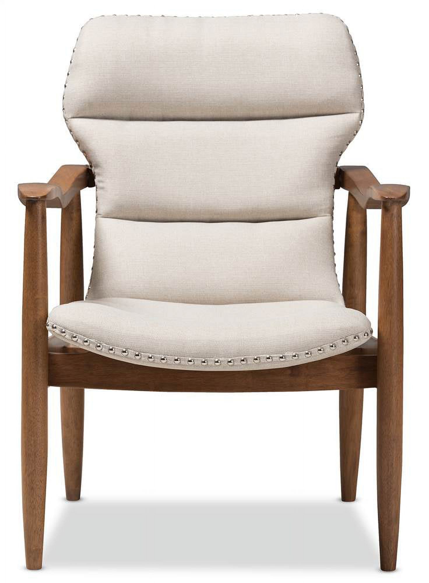 Mid-Century Modern Lounge Chair in Light Beige and Walnut Brown - image 2 of 6