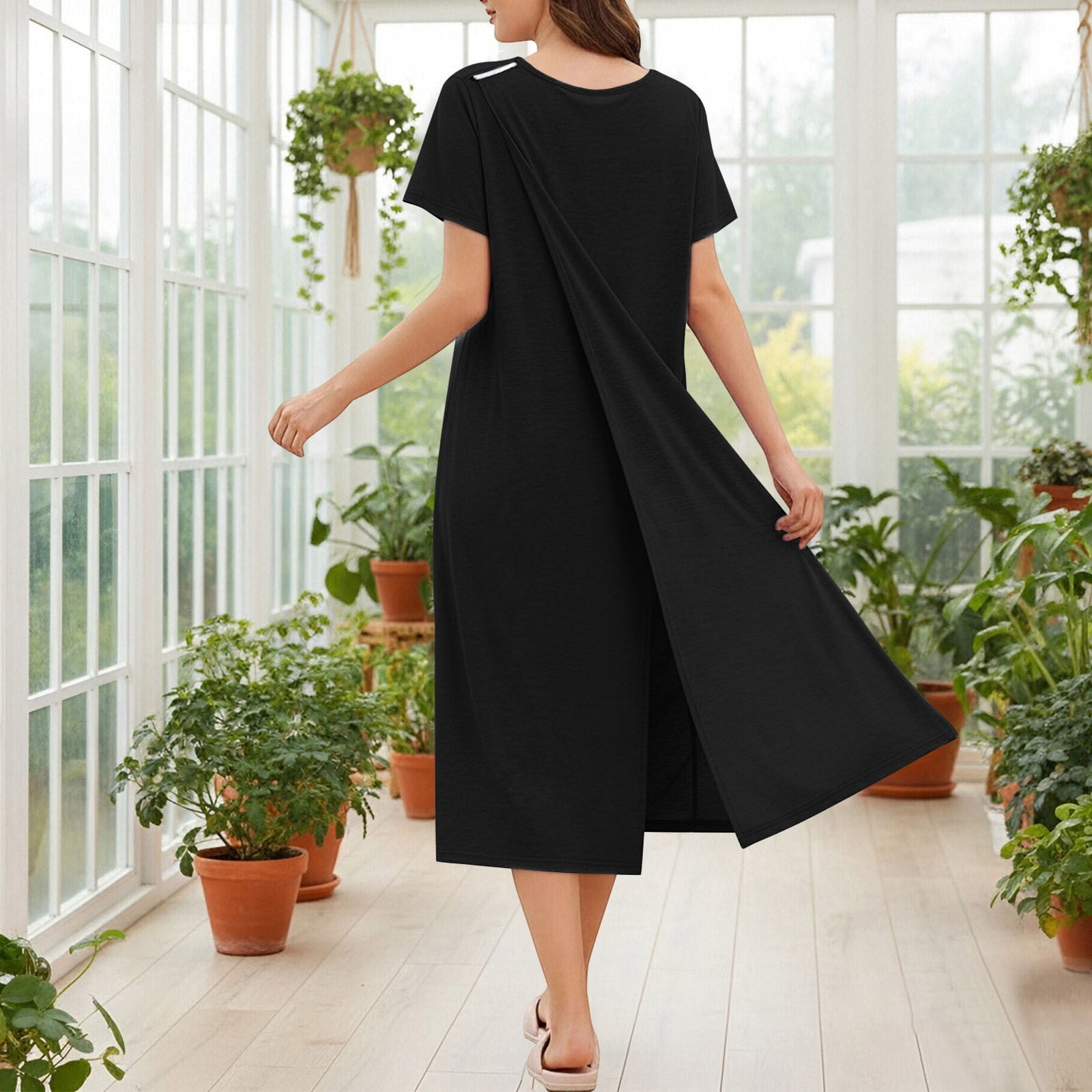 Open Back Hospital Gowns for Women Post Surgery Dress Adaptive Nursing Nightgown Soft Cozy Maternity Robe