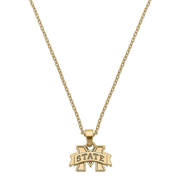 Women's CANVAS Style Mississippi State Bulldogs Gold Plated Pendant Necklace