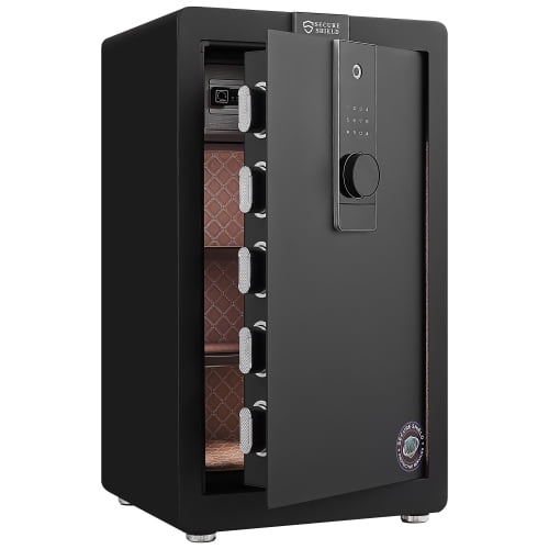 Safe Box with Biometric Recognition, Built-in Removable Partition And Flexible Compartment Partition, Dual Protection with Electronic Password Lock, Private And Invisible Hidden Compartment Structure