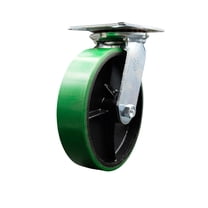 8 Inch Heavy Duty Green Poly on Cast Iron Swivel Caster with Roller Bearing SCC