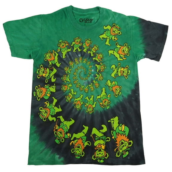 Men's Grateful Dead Irish Spiral Bears Tie Dye T-shirt Small Multi