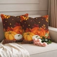 thumbnail image 2 of Orange Pumpkins Fall Outdoor Waterproof Pillow Covers, Thanksgiving Autumn Maple Leaves Brown Decorative Square Throw Pillowcase Sofa Cushion Sham for Patio/Couch/Chair, 18"x18" 2 Pack, 2 of 8