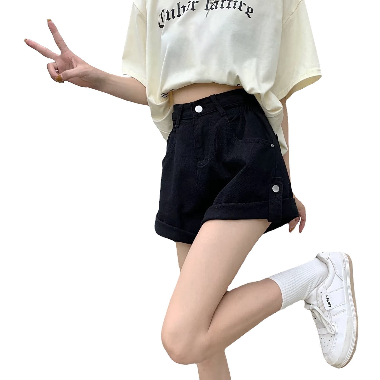 Cathalem Women s High Waisted Denim Shorts Hot Short Summer Jean Shorts Black XXXXXL