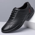 thumbnail image 3 of Men's Perforated Leather Walking Shoes Breathable Non Slip Cushioned Sole Lace Up Casual Daily Sneakers, 3 of 6