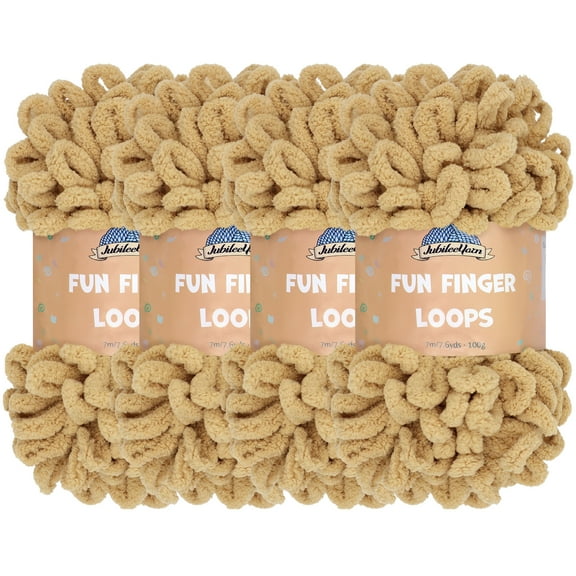 JubileeYarn Fun Finger Loops Yarn - Jumbo Polyester - 100g/Skein - Lark - 4 Skeins