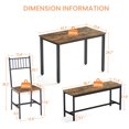 thumbnail image 3 of 5 Piece Dining Table Set, Small Dining Room Table Set with Metal Frame, Industrial Kitchen Table and Chairs for 4, Wooden Table Top, Suitable for Small Spaces, Breakfast, Dining, Vintage Brown, 3 of 9