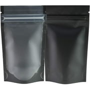 QQ Studio Pack of 100 Translucent Front Matte Black Poly Plastic Resealable Bags (0.8oz (3" x 5"), Stand-Up Pouch)
