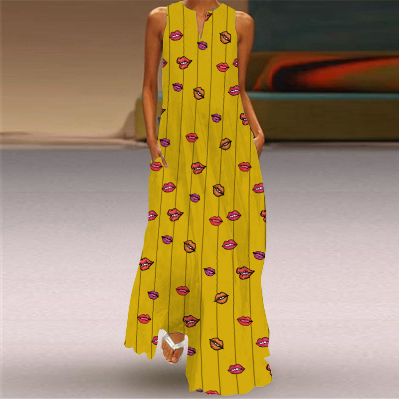 ❤️ Womens V Neck Sleeveless Floral Print Dress Summer Casual Loose Short Dresses