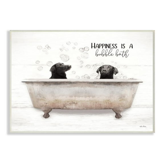 Stupell Industries Animal Bathroom Happiness is a Bubble Bath Dog Quote Graphic Art Unframed Art Print Wall Art, 10x15, by Lori Deiter