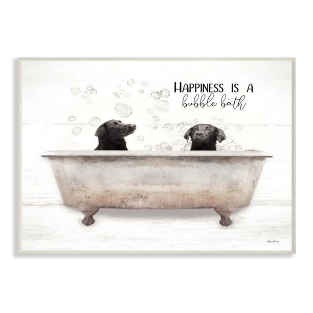 Stupell Industries Animal Bathroom Happiness is a Bubble Bath Dog Quote ...