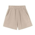 thumbnail image 4 of Fengqque Women's Clearance Pants Summer Solid Color Stretch Beach Shorts Large Size Cotton Linen Pants Summer Loose Solid Color Shorts S-4XL, 4 of 4