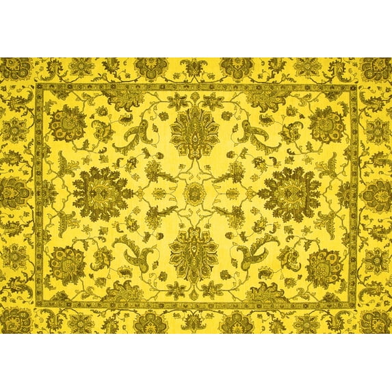 Ahgly Company Indoor Rectangle Oriental Yellow Modern Area Rugs, 4' x 6'