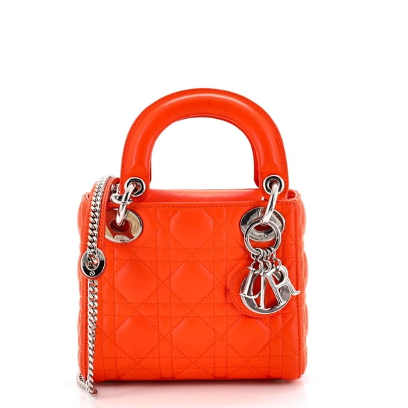 Pre-Owned Lady Dior Chain Bag Cannage Quilt Lambskin Mini By Rebag