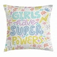thumbnail image 1 of Feminist Throw Pillow Cushion Cover, Boho Feminist Design with Colorful Floral Motif and Phrase Girls Have Super Powers, Decorative Square Accent Pillow Case, 20 X 20 Inches, Multicolor, by Ambesonne, 1 of 2