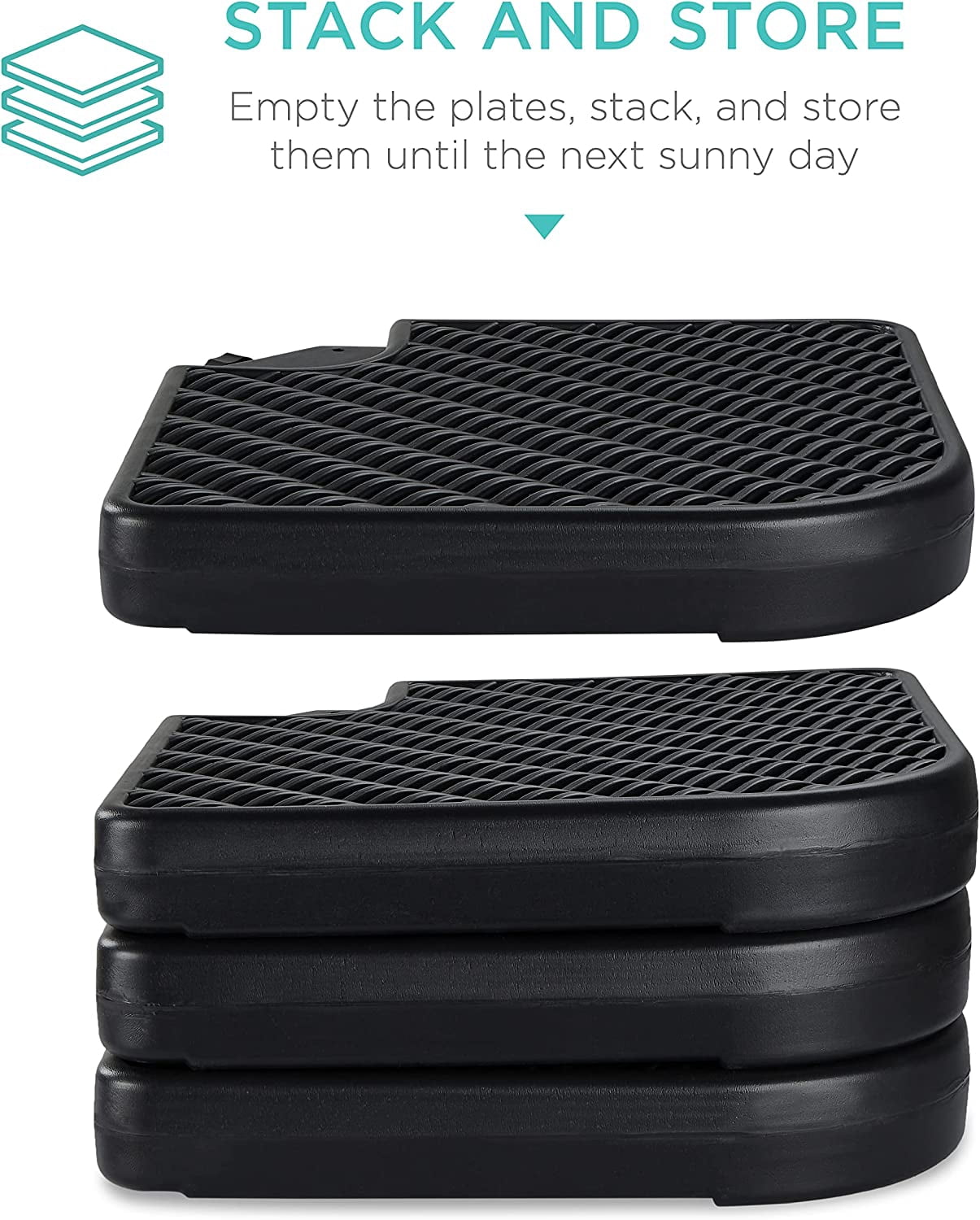 WBTER 4-Piece 174lb Capacity Faux Wicker Cantilever Offset Patio Umbrella Stand Heavy-Duty Square Plate Set w/Easy-Fill Spouts for Water or Sand