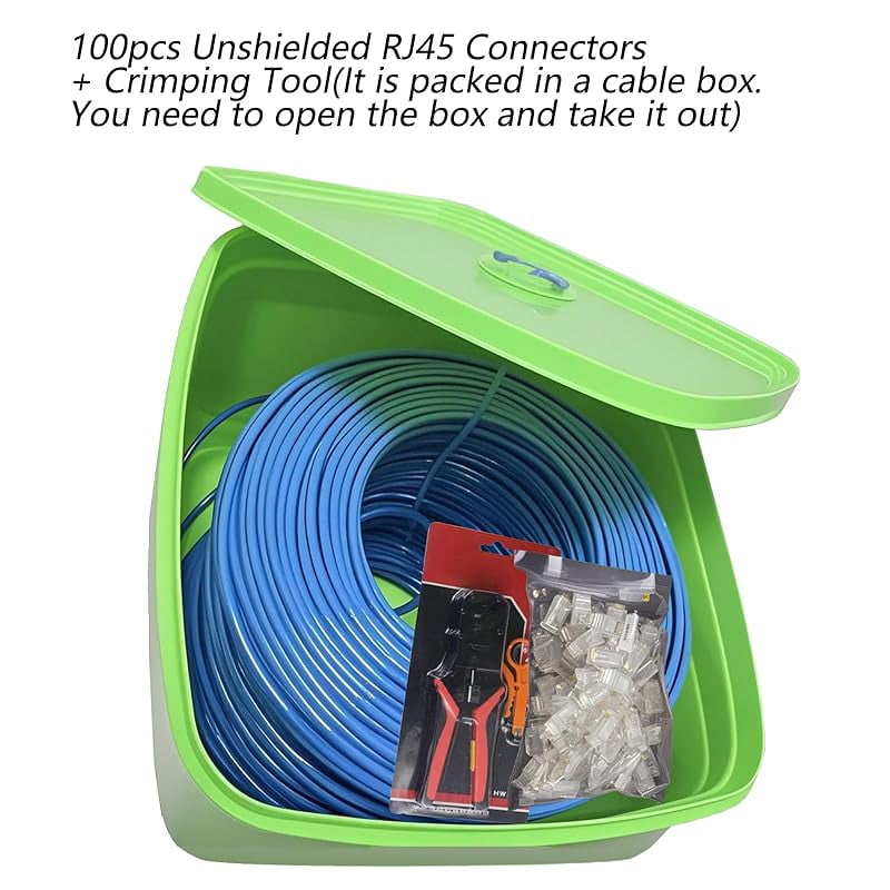 Cat6 300ft CCA Ethernet Cable Bulk, 23AWG UTP for DIY Smart Home/Online School/Basic Security Cameras,WiFi Routers Non-Plenum(300ft,Utp cat6e cca)