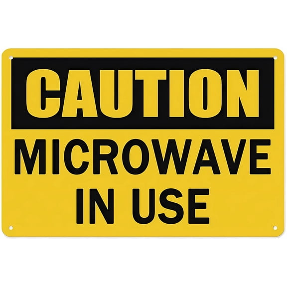 Caution Microwave in Use Sign - 8"x12" Tin Metal Warning Vintage Wall Decor for Home Farm Bar Coffee Shop Club
