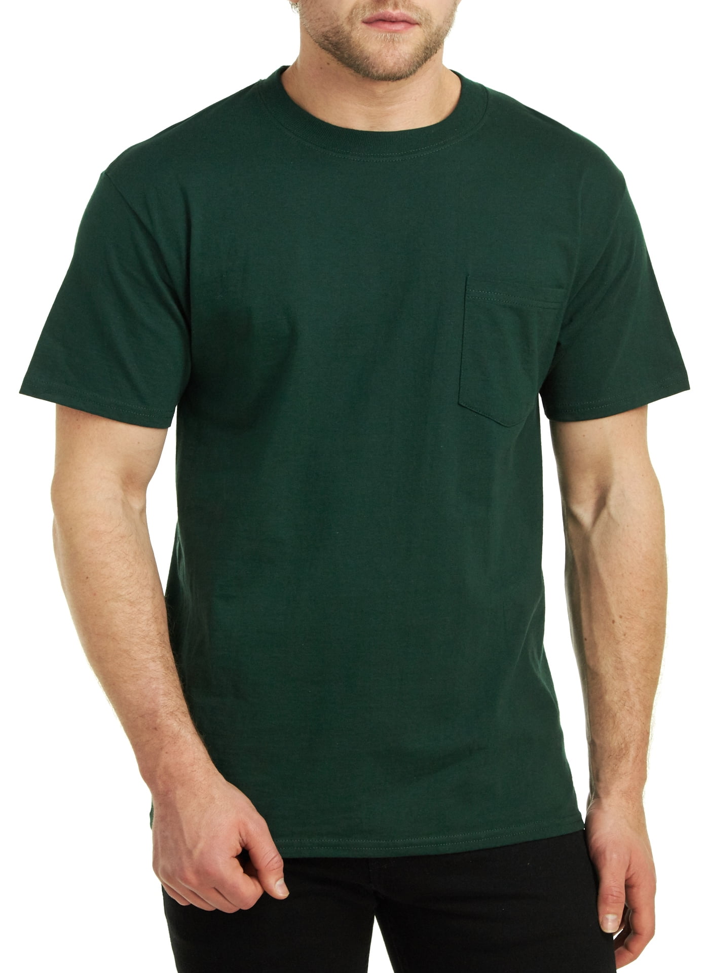 Hanes Mens Short Sleeve Beefy-T Pocket T-Shirts, Deep Forest, Large ...