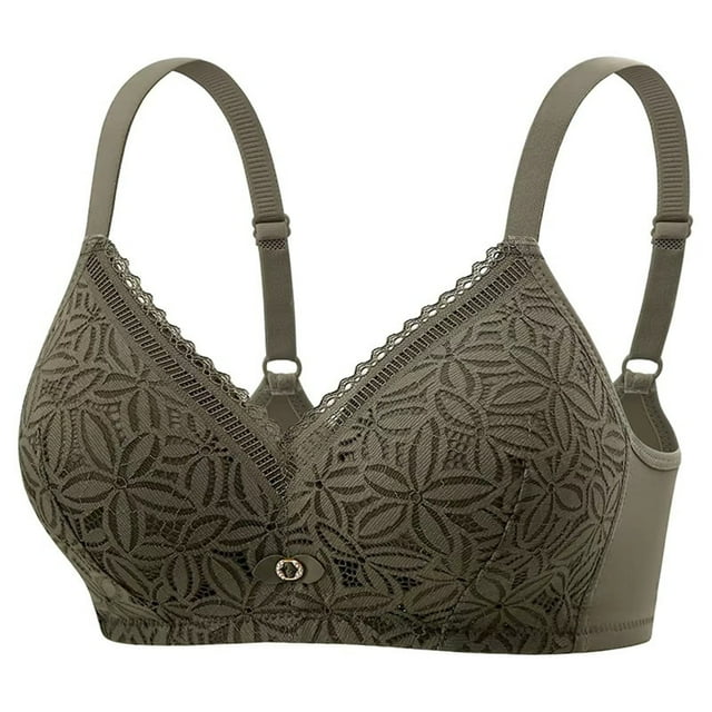 DPTALR Woman's Solid Color Lace Thin Style Ventilate Back Buckle Bra Steel Rim
