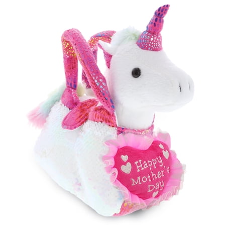 DolliBu Happy Mother s Day Pink Unicorn Plush Pet Carrier - Cute Stuffed Animal Purse with Pink Heart Message for Best Mommy  Grandma  Wife  Daughter - Cute Unicorn Plush Handbag Gift - 9  Inches price history on PriceWatchPro