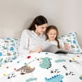 thumbnail image 5 of Homewish Cute Cartoon Dinasur Bedding Comforter Set,Wild Animal Twin Comforter Sets,Pixel Geometric Grid Bedding Set For Boys Kids,Super Cozy Room Decor Reversible,2pcs, 5 of 8