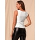 thumbnail image 5 of Camiseta sin mangas con Cuello En U elástico ajustado brillante y Metálico para Mujer Blanco L, 5 of 6
