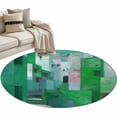 thumbnail image 6 of Green Geometric Round Rug 4ft Washable Circle Entryway Rugs Non Slip Abstract Art Modern Painting Area Rug Indoor Floor Carpet for Bedroom Kitchen Living Room Home Office Dining Room Nursery, 6 of 8