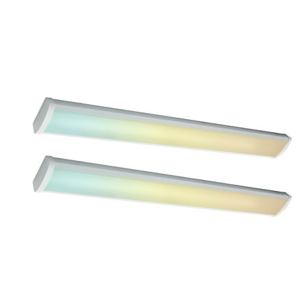 

Run Bison 4FT LED Wraparound Light Fixture 3 Color Selectable 3500K-5000K Lumen Adjustable 3680/4600/5520LM 120-277V 0-10V Dimmable Vapor Proof Parking Garage Light Fixture - 2 Pack